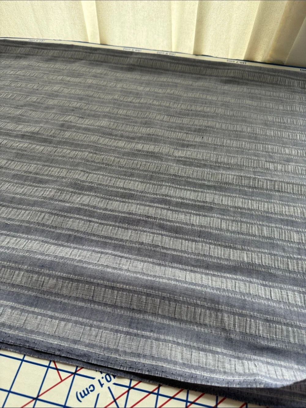 Vintage Blue Gray Yarn-Dyed Woven Stripe Cotton Fabric 1 1/3 Yards x 44”